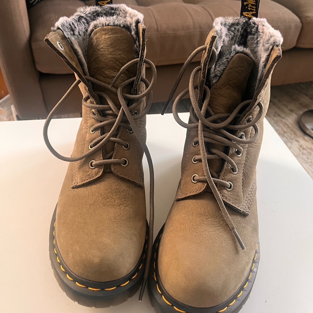Dr. Martens olive Fur-Lined Combat Boots